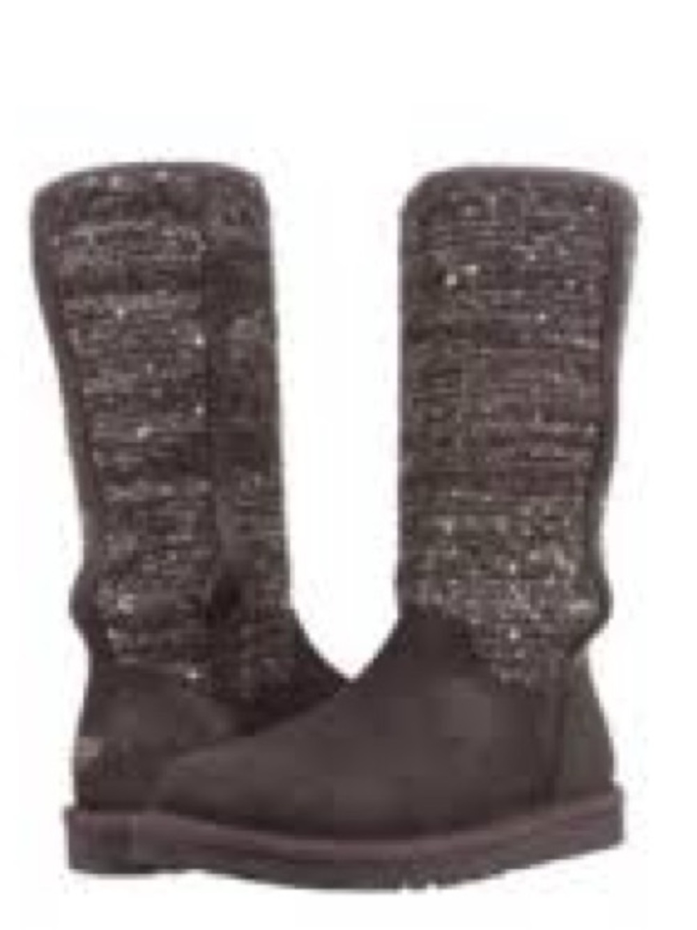 NWOT. UGG, size 7, Gray Suede Camaya Boots w/ Sparkle, Knit Mid-Calf Boots